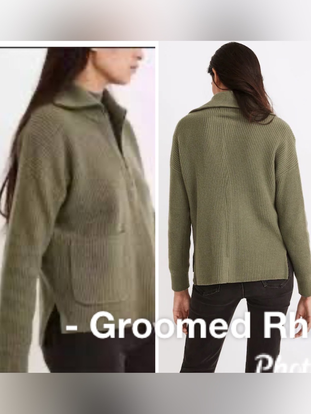 Madewell Olive Green Glenbrook Merino Wool 1/2 Zip Pullover Sweater Size XL